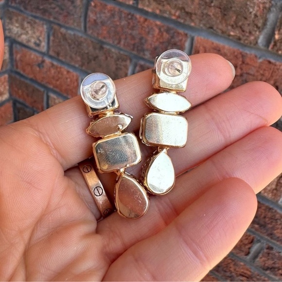 Anthropologie Champagne Rhinestone Drop Earrings - Picture 3 of 4